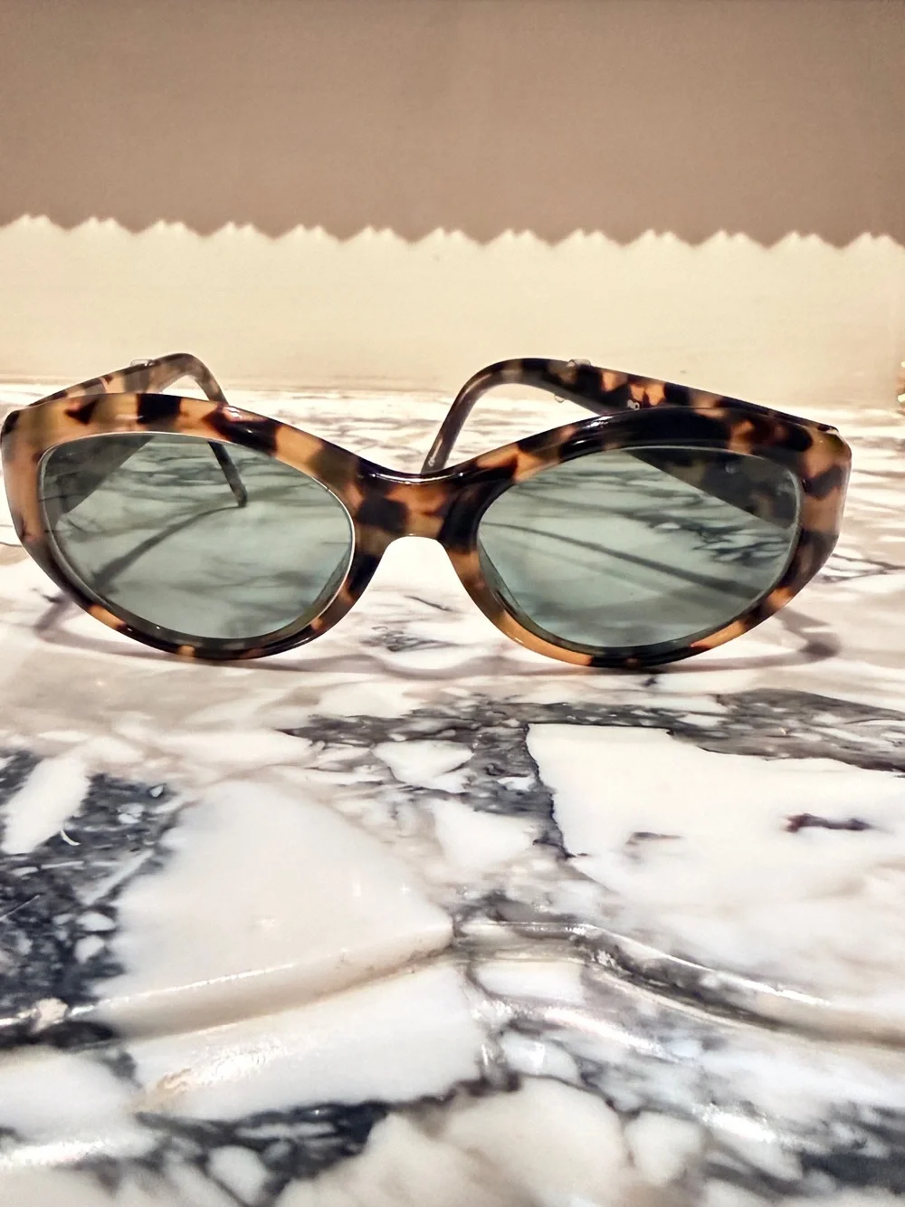 Brighton Tortoise Shell Oval Sunglasses with Green Lenses